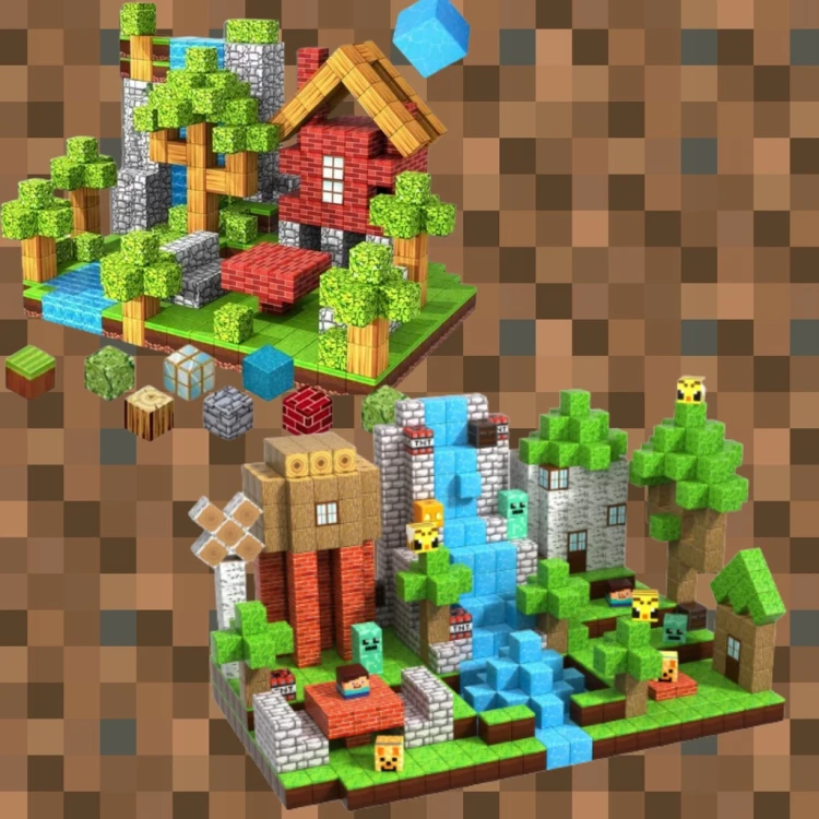 Klocki magnetyczne Minecraft XXL 332 szt. konstrukcyjne sześciany kostki