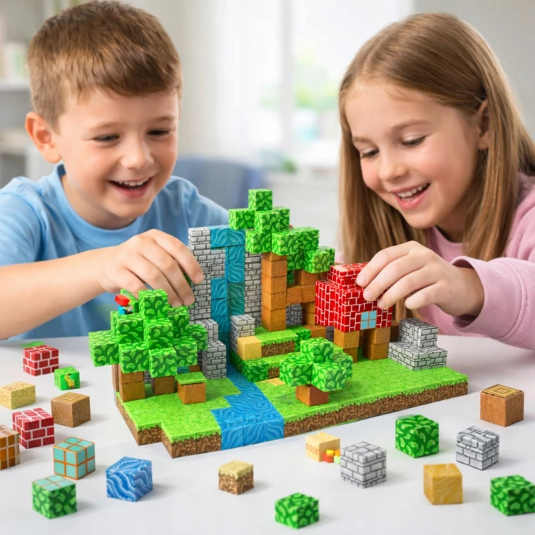 Klocki magnetyczne Minecraft XXL 332 szt. konstrukcyjne sześciany kostki