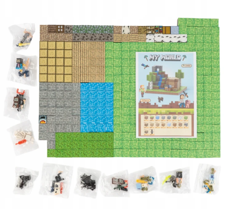 Klocki magnetyczne Minecraft XXL 332 szt. konstrukcyjne sześciany kostki