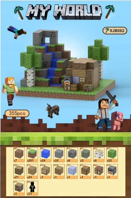 Klocki magnetyczne Minecraft XXL 332 szt. konstrukcyjne sześciany kostki