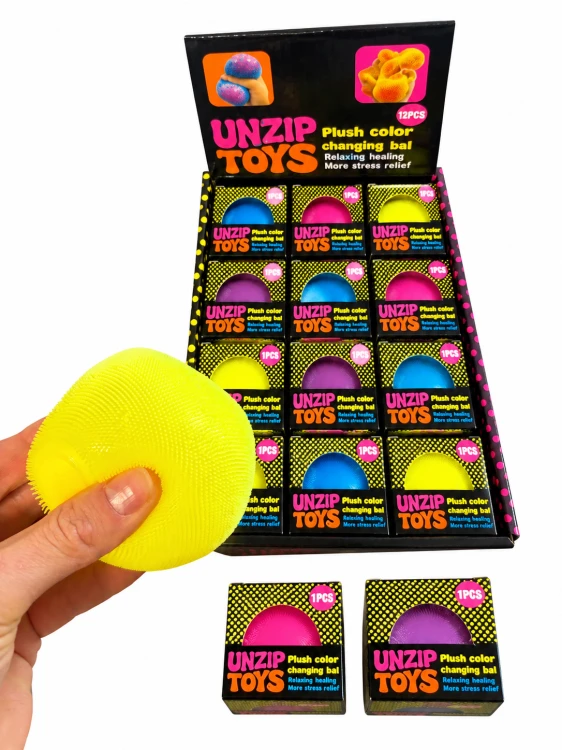 Żółta piłeczka antystresowa UNZIP TOYS.png
