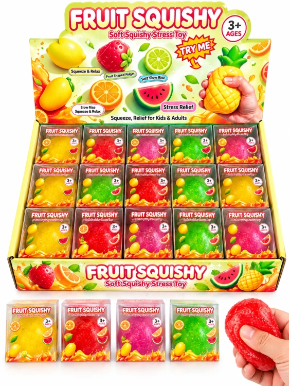 Kolorowy zestaw owocowych squishy z ekspozycją.png