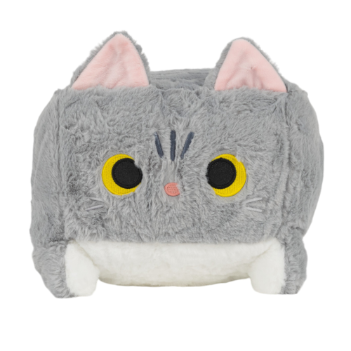 Maskotka poduszka kwadratowy pluszowy kot szary 30cm [Kolor: szary]