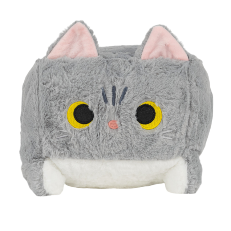 Maskotka poduszka kwadratowy pluszowy kot szary 30cm [Kolor: szary]
