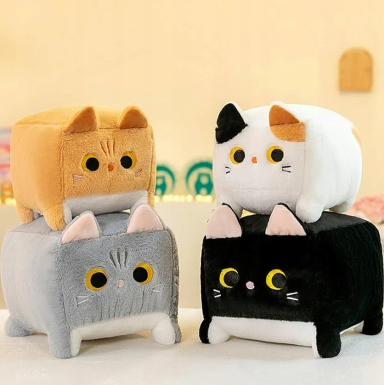 Maskotka poduszka kwadratowy pluszowy kot szary 30cm [Kolor: szary]