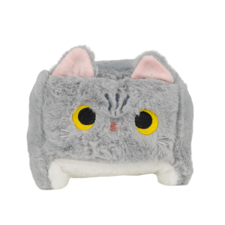 Maskotka poduszka kwadratowy pluszowy kot brązowy 30cm.  [Kolor: biszkoptowy]