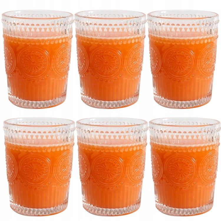 Szklanki zestaw szklanek do napojów vintage zdobiona 6 sztuk 250 ml