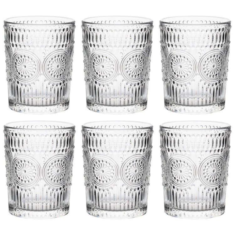 Szklanki zestaw szklanek do napojów vintage zdobiona 6 sztuk 250 ml