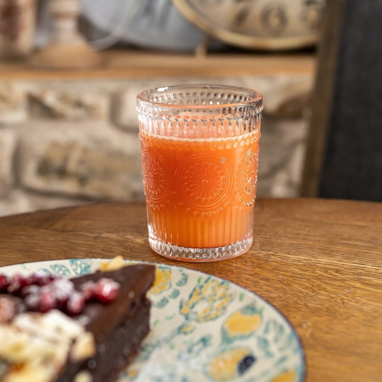 Szklanki zestaw szklanek do napojów vintage zdobiona 6 sztuk 250 ml