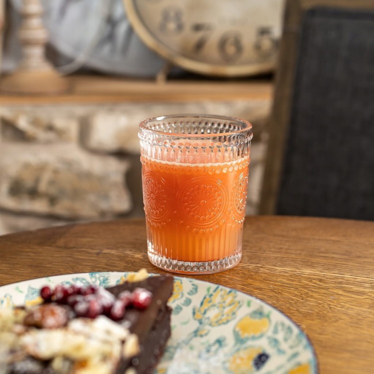 Szklanki zestaw szklanek do napojów vintage zdobiona 6 sztuk 250 ml