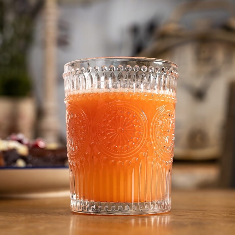 Szklanki zestaw szklanek do napojów vintage zdobiona 6 sztuk 250 ml