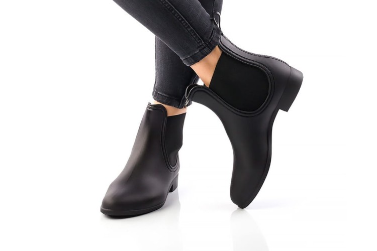 Kalosze damskie krótkie czarne matowe z gumką sztyblety meliski gumowce r38