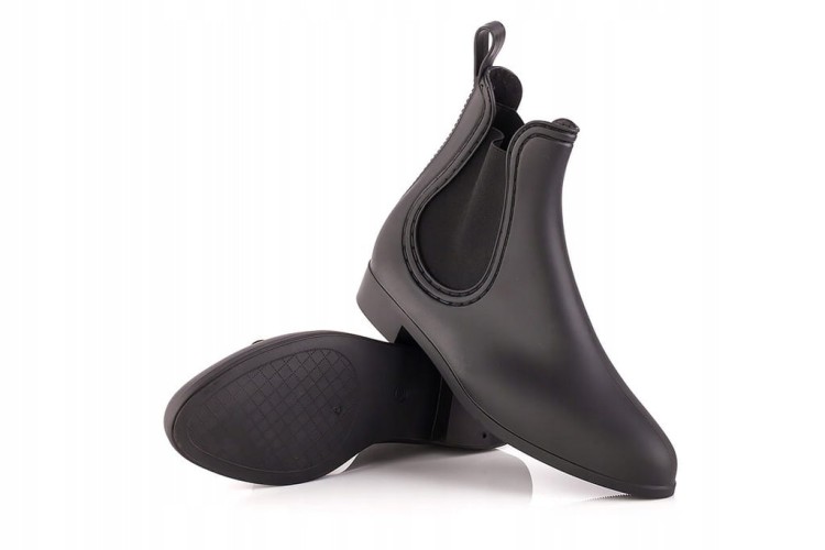 Kalosze damskie krótkie czarne matowe z gumką sztyblety meliski gumowce r37