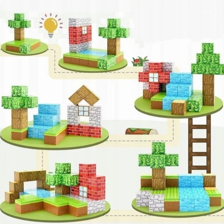 Klocki magnetyczne Minecraft XXL 292szt. konstrukcyjne sześciany kostki