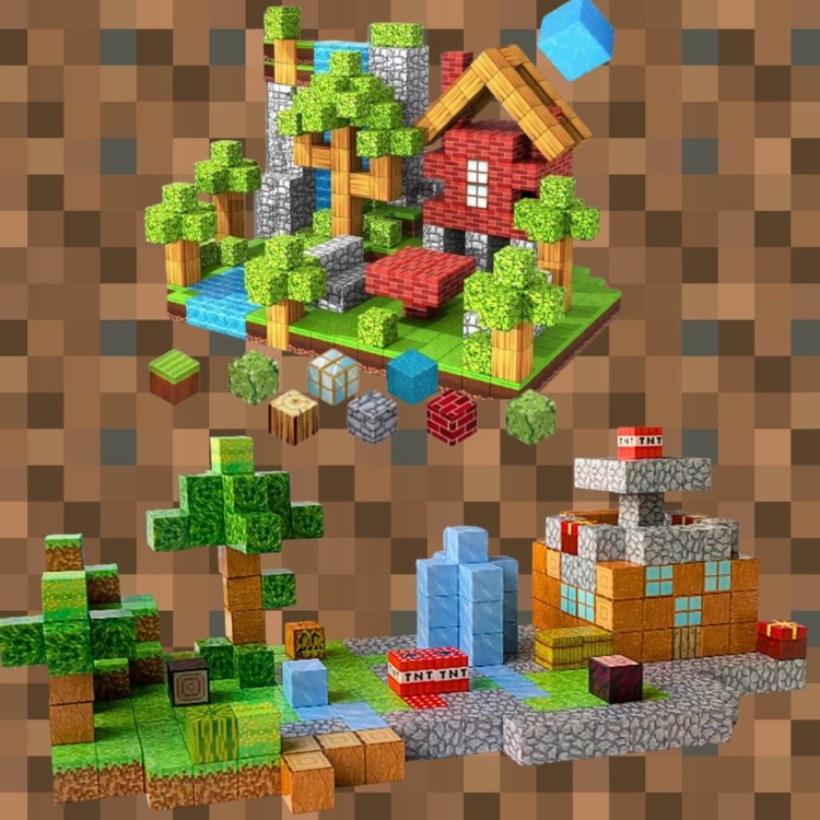 Klocki magnetyczne Minecraft XXL 292szt. konstrukcyjne sześciany kostki