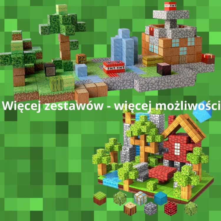 Klocki magnetyczne Minecraft XXL 292szt. konstrukcyjne sześciany kostki