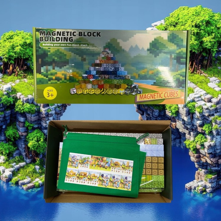 Klocki magnetyczne Minecraft 125szt. konstrukcyjne sześciany kostki PREZENT