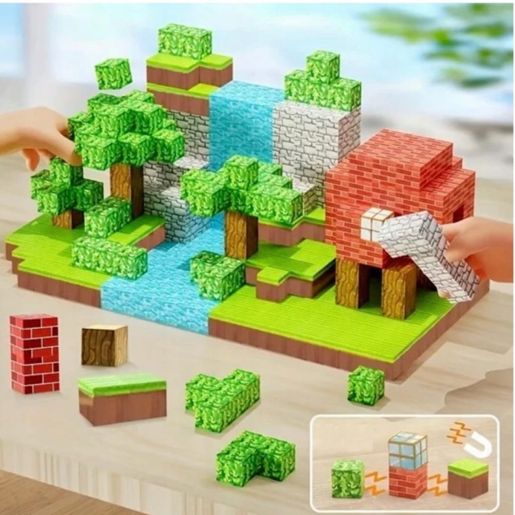 Klocki magnetyczne Minecraft 125szt. konstrukcyjne sześciany kostki PREZENT