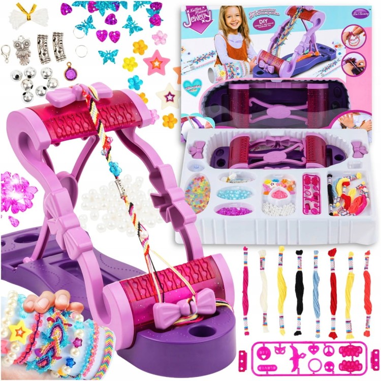 ZESTAW DO ROBIENIA BRANSOLETEK KORALIKI GUMKI SZNUREK KROSNO DO BIŻUTERII