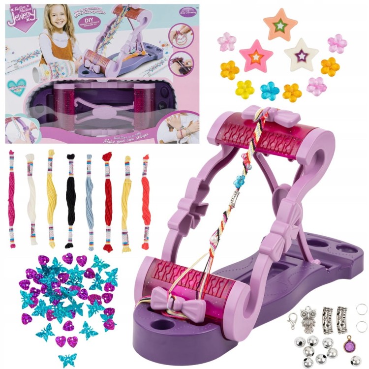 ZESTAW DO ROBIENIA BRANSOLETEK KORALIKI GUMKI SZNUREK KROSNO DO BIŻUTERII