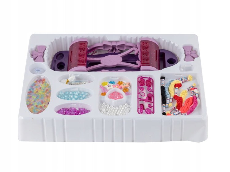 ZESTAW DO ROBIENIA BRANSOLETEK KORALIKI GUMKI SZNUREK KROSNO DO BIŻUTERII