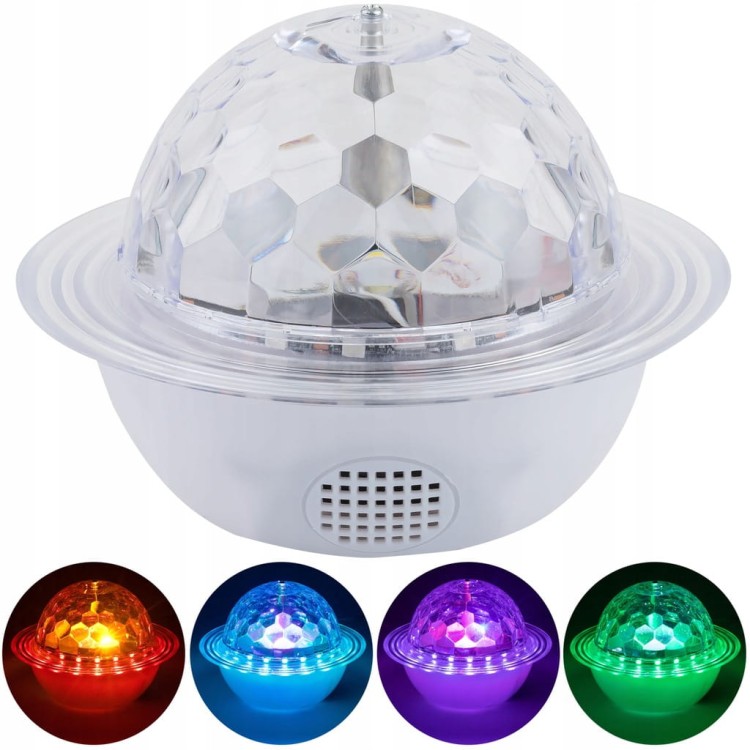 Lampka Nocna Projektor Obrotowy Multikolor Głośnik