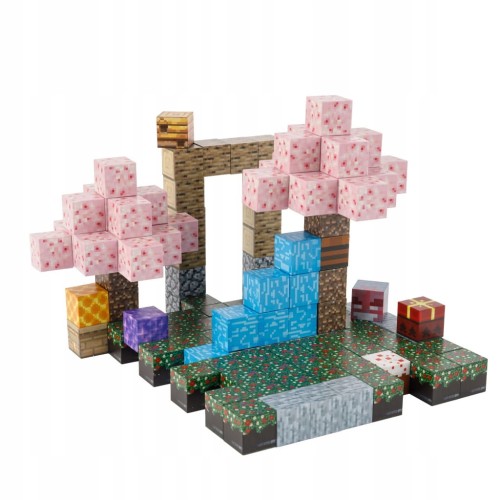 Klocki magnetyczne Minecraft 128szt. konstrukcyjne sześciany + 4 figurki