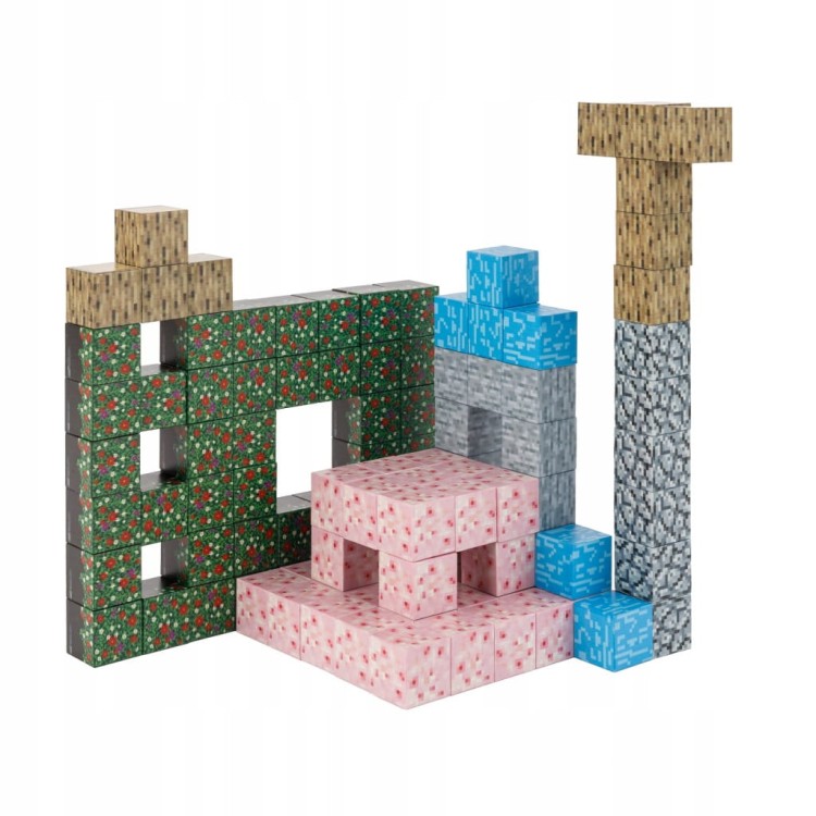 Klocki magnetyczne Minecraft 128szt. konstrukcyjne sześciany + 4 figurki