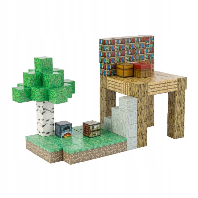 Klocki magnetyczne Minecraft 128szt. konstrukcyjne sześciany + 4 FIGURKI XJB048