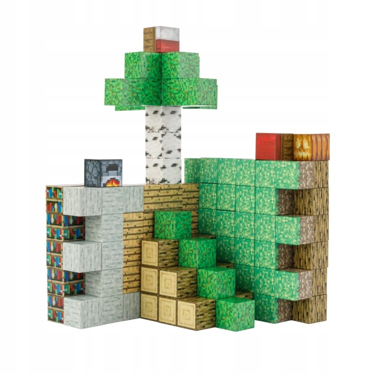 Klocki magnetyczne Minecraft 128szt. konstrukcyjne sześciany + 4 FIGURKI XJB048