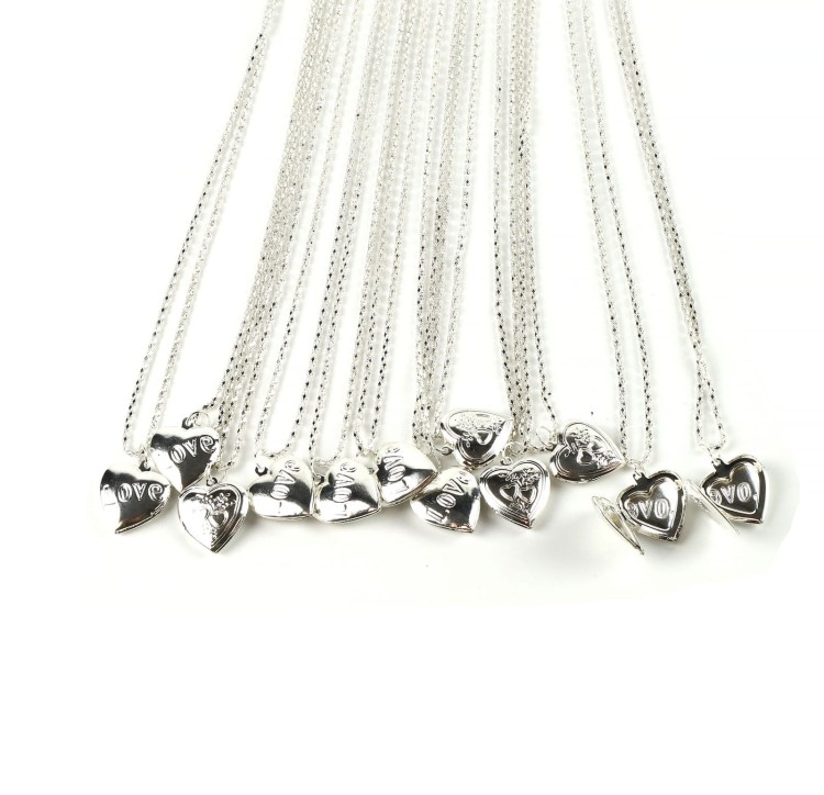 Zestaw łańcuszków z otwieranym sercem 12 szt  B-2358 [one size]