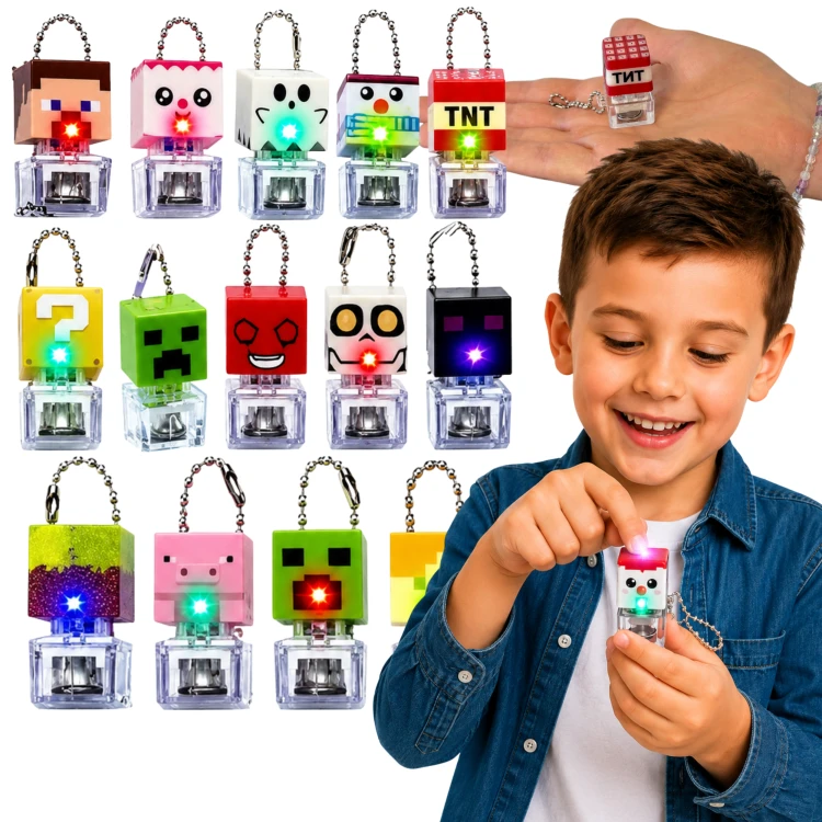 Antystresowy Brelok Klikacz klawisz Minecraft Fidget Switch Kliker Clicker LED