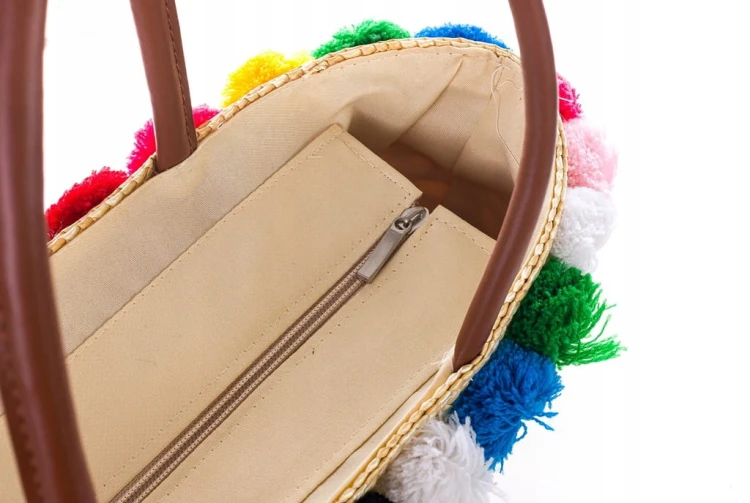 TORBA PLECIONA PLAŻOWA SŁOMKOWA KOSZ TOREBKA WAKACYJNA NATURALNA B-1354