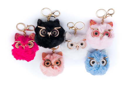 Plush owl keychain B-1639