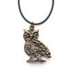 Pendant on a string, copper owl on a branch W-36