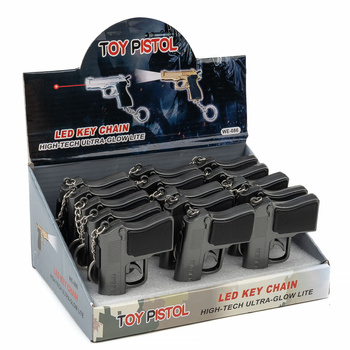 Keychain pistol flashlight with laser set of 15 pcs. B-2252