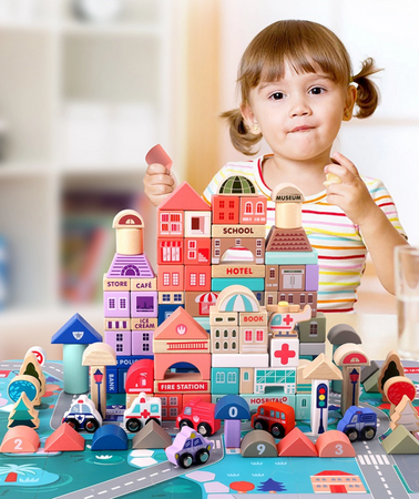 Wooden city blocks for children HH-115