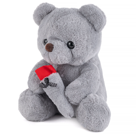 Maskotka miś z różą szary B-2203-SZ