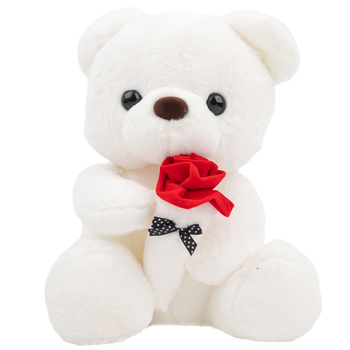 Teddy bear with rose mascot white B-2203-1