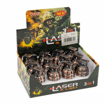 Zestaw breloków granat latarka z laserem zestaw 12 szt. B-2251